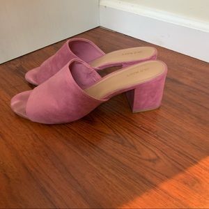 Pink square heel sandals